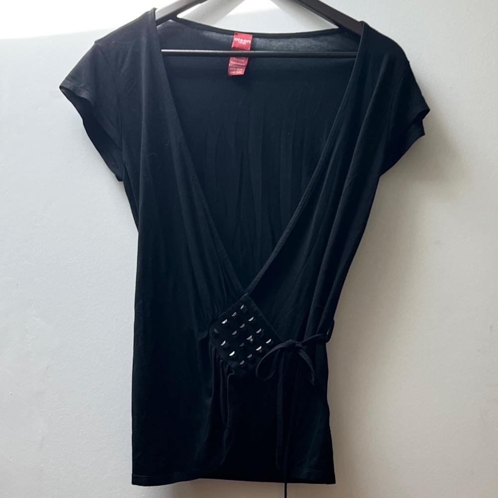 Olsen Black Wrap Top size 2